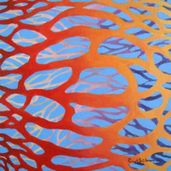 Free from the Red Net   2012   Acrylic on canvas panel   30 x 30 cm   SGD2,000