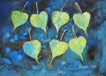 8 Leaves   2013   Watercolour on paper   29.5 x 20.5 cm   SGD550